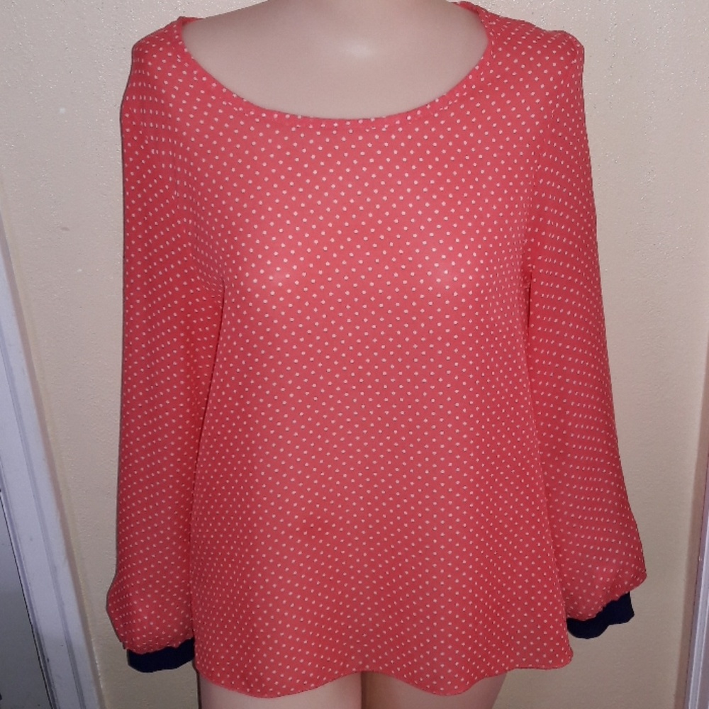 Coral Polka Dot Blouse